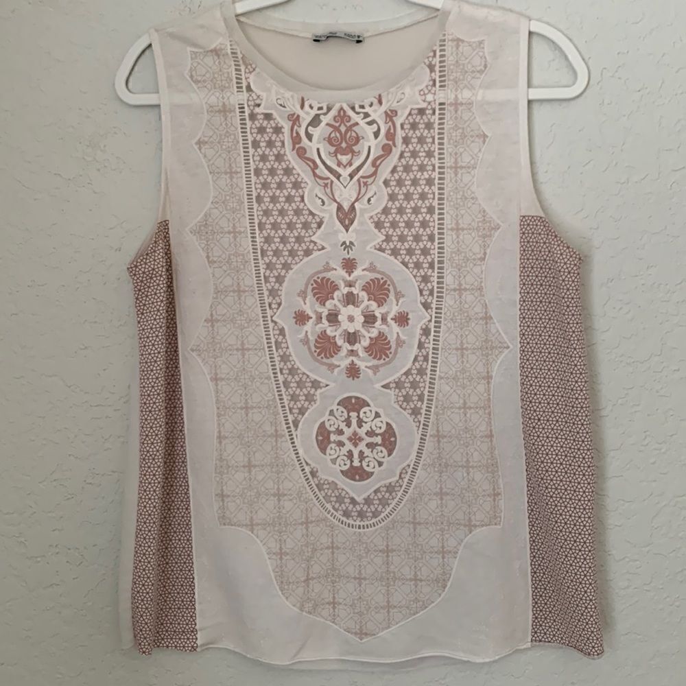Zara Collection Romantic Lace Look Sleeveless Tank Top. Size 28/M